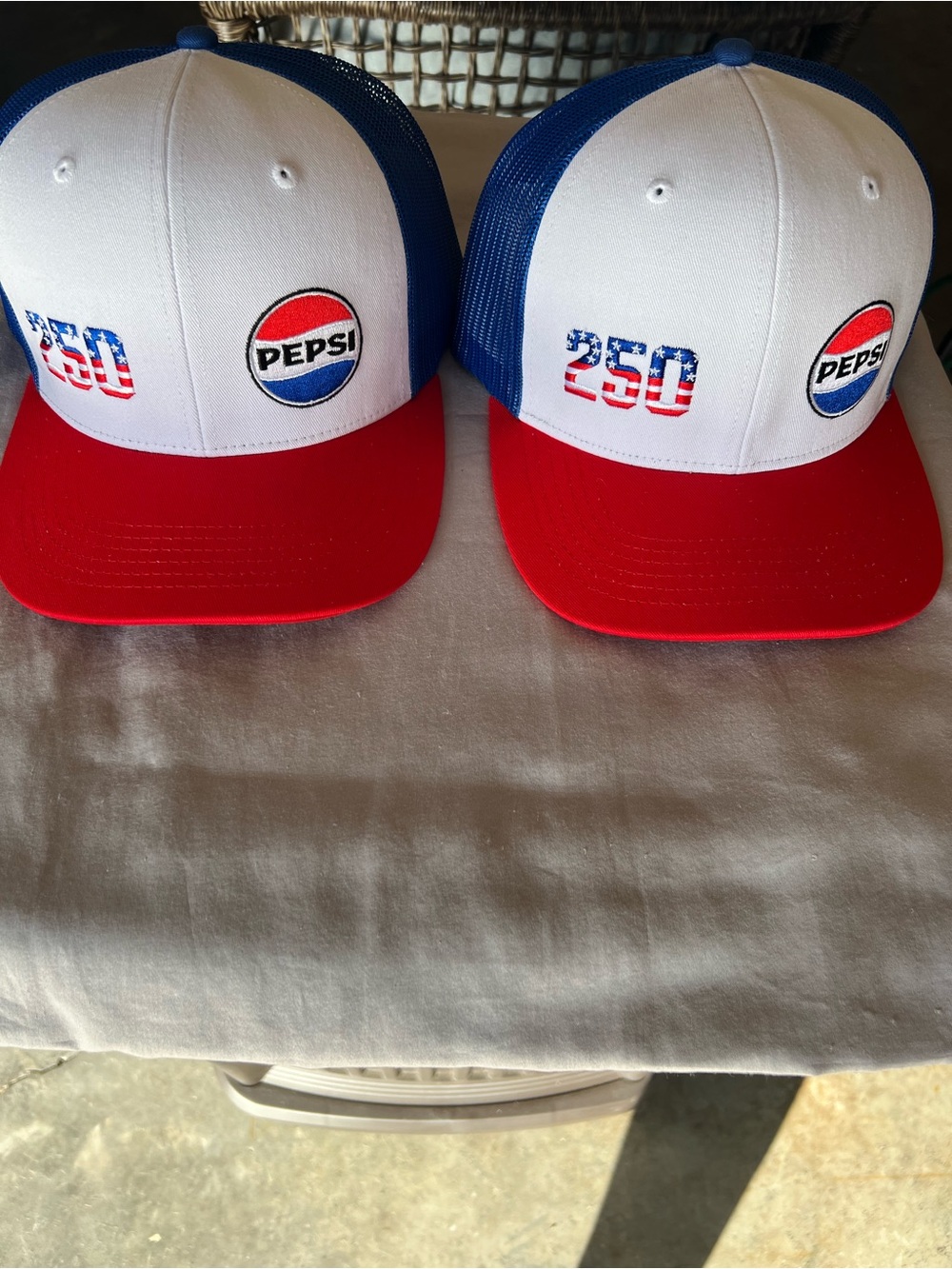 Set of 2 Pepsi - Red White & Blue Trucker Hat - 250 Embroidered Logo+Pepsi Logo